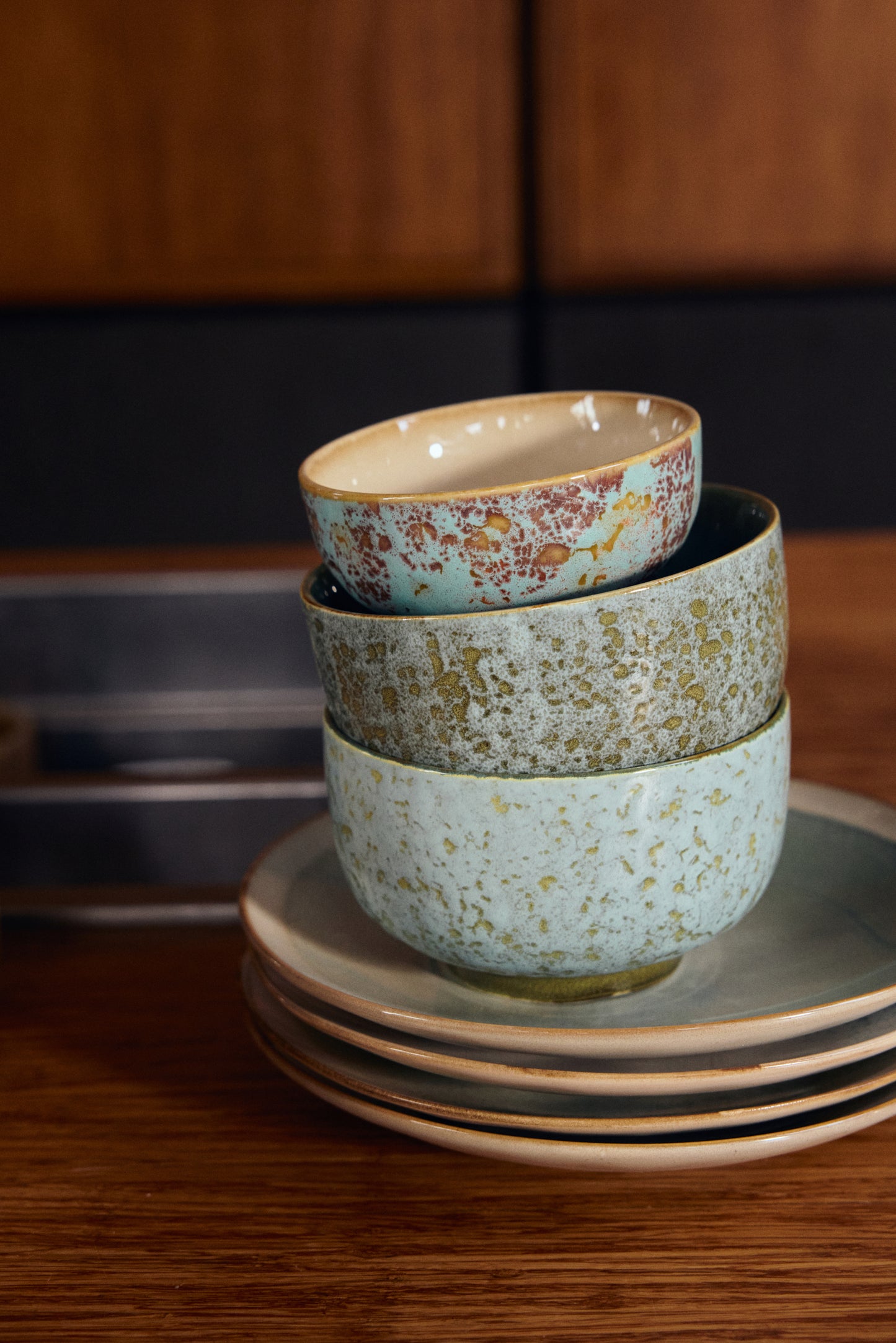 70s ceramics: noodle bowl, verdigris