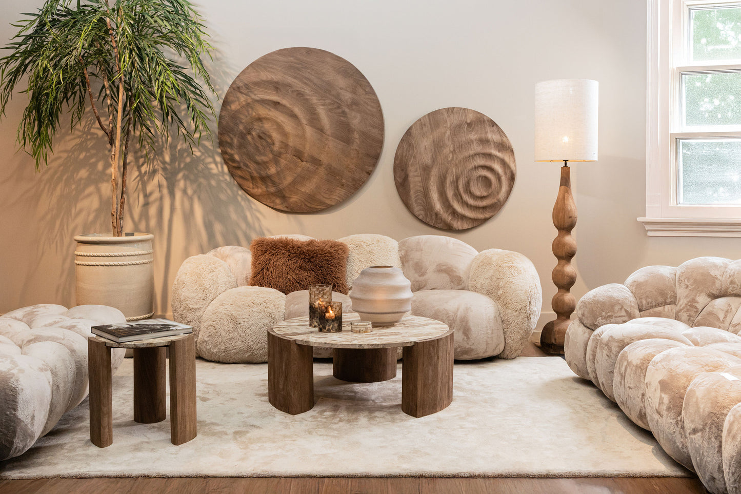 Altus Natural mango wood floor lampbase smooth rnd