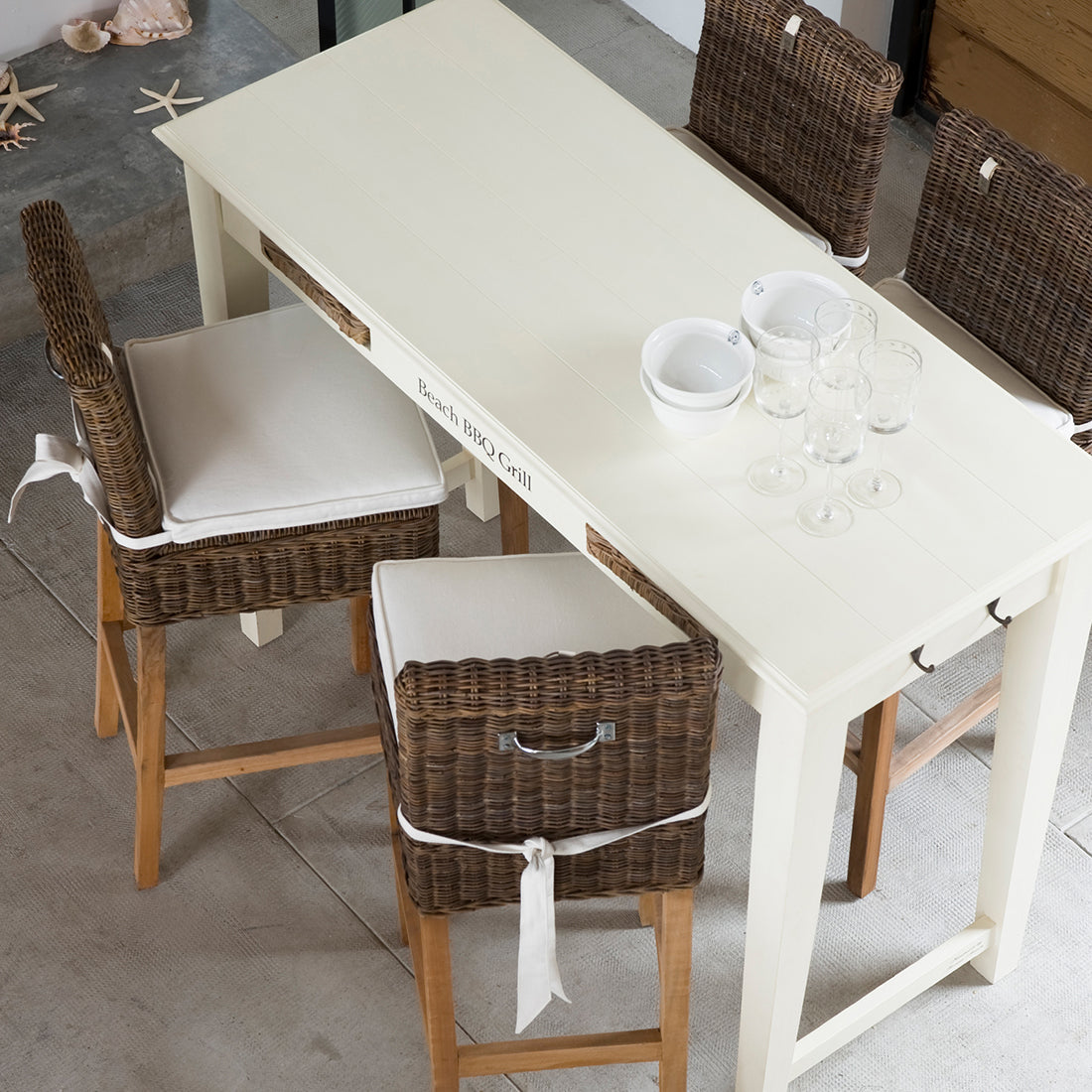Rustic Rattan Bar Stool