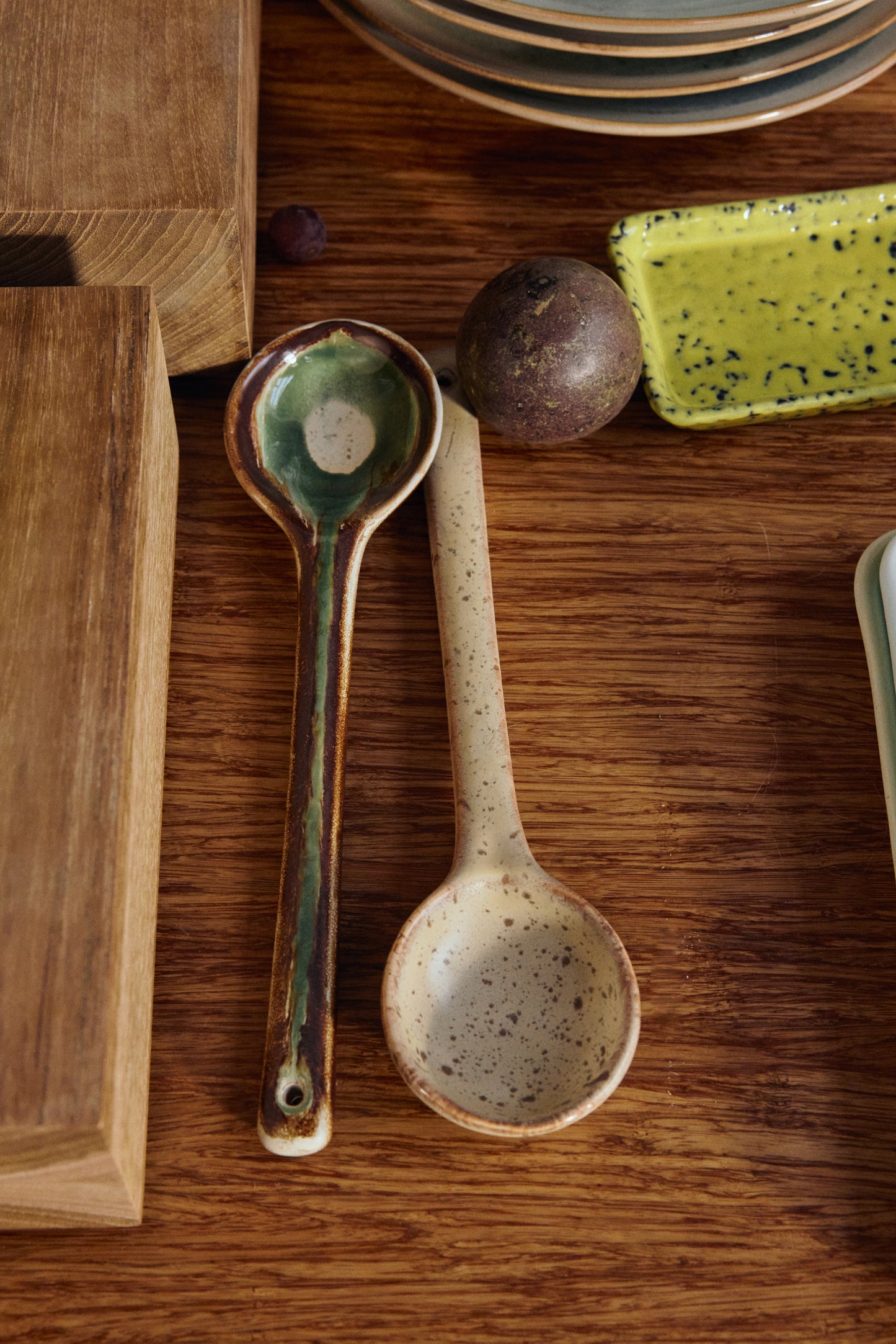 70s ceramics: serving spoons, hills (set of 2)