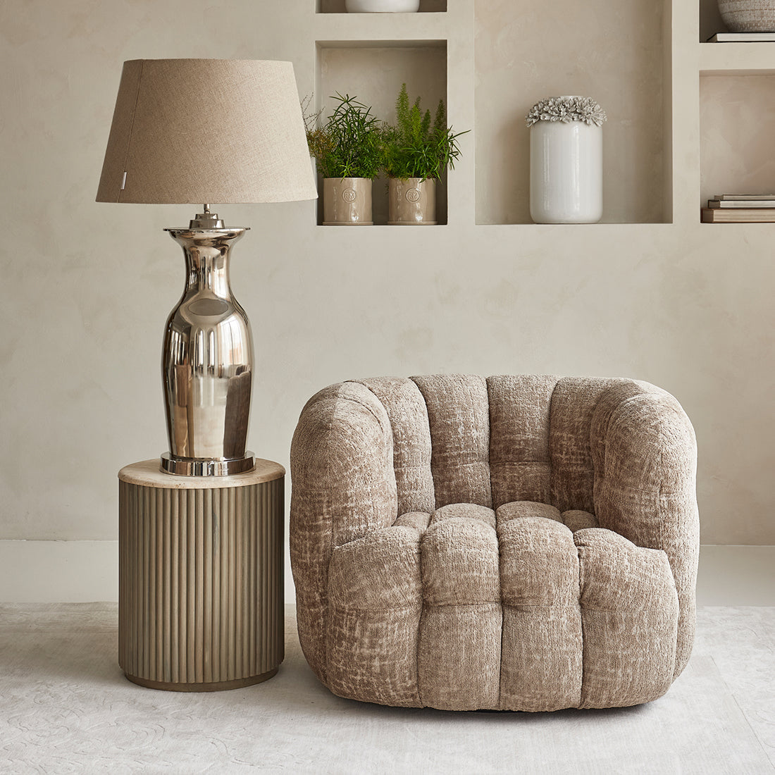 Arosa Swivel Armchair Taupe