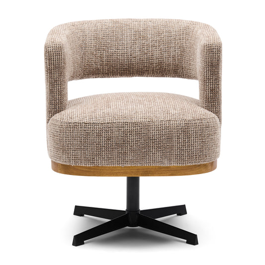 Ceranova Swivel Dining Armchair, Tweed, Liver Grey