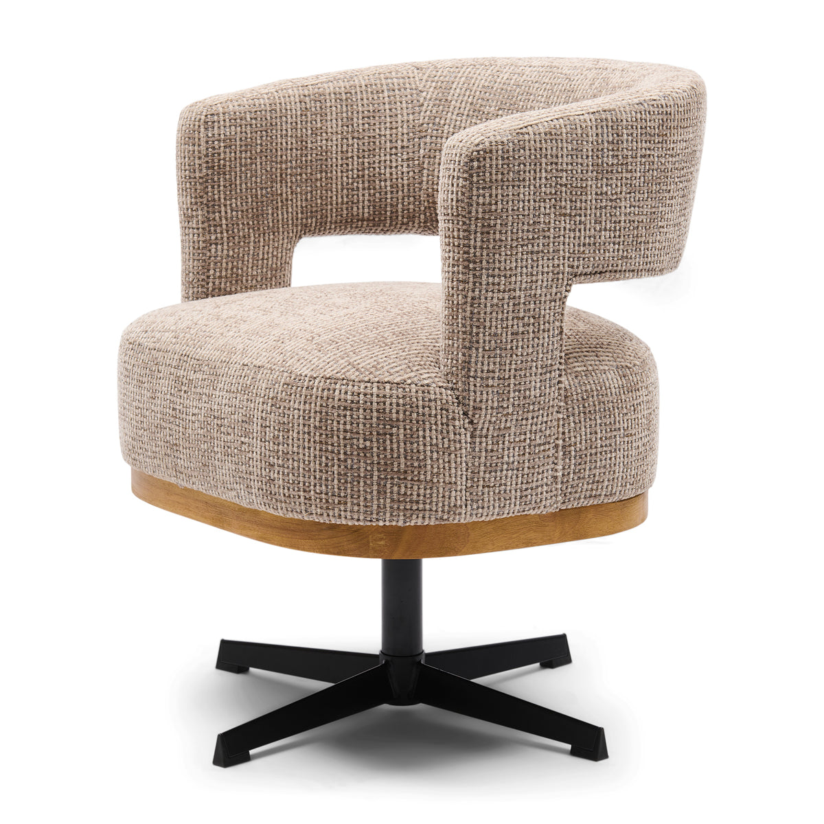 Ceranova Swivel Dining Armchair, Tweed, Liver Grey
