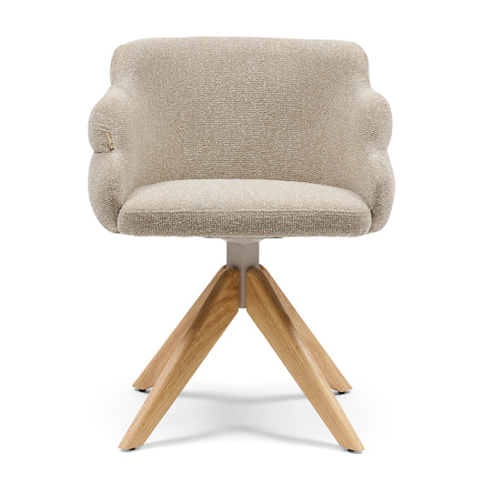 Burlington Swivel Dining Armchair, Mountain Weave, Dune Sand