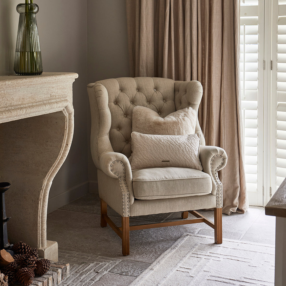 Franklin Park Wing Chair Linen Flax