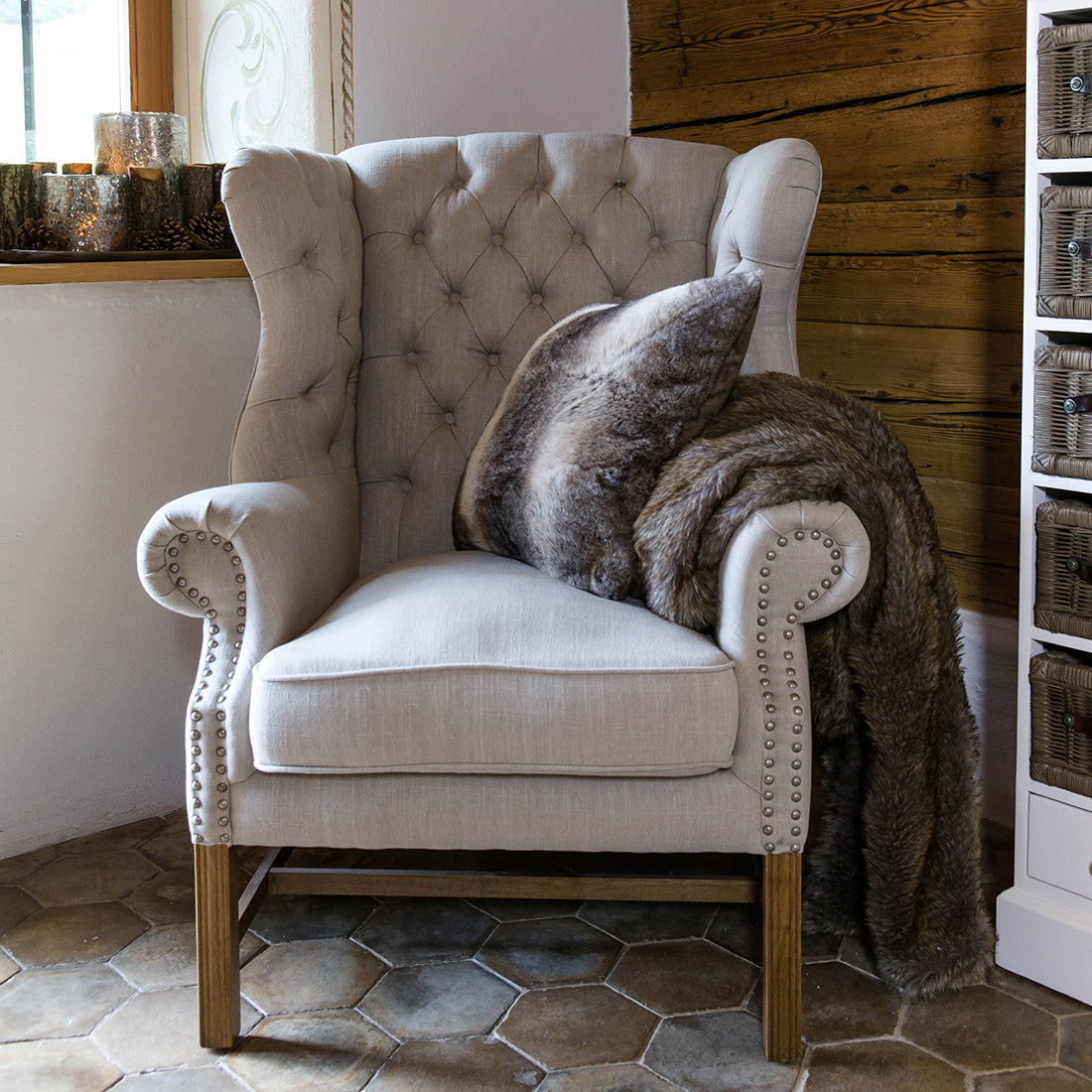 Franklin Park Wing Chair Linen Flax