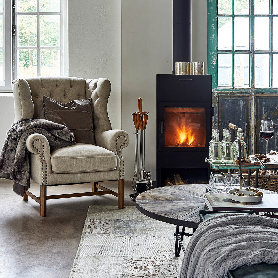 Franklin Park Wing Chair Linen Flax
