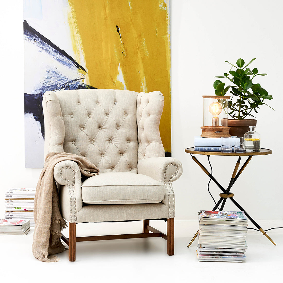 Franklin Park Wing Chair Linen Flax