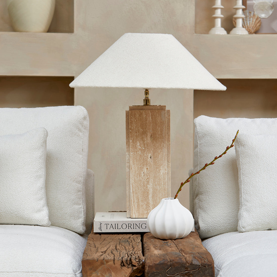 Cone Bouclé Lampshade white