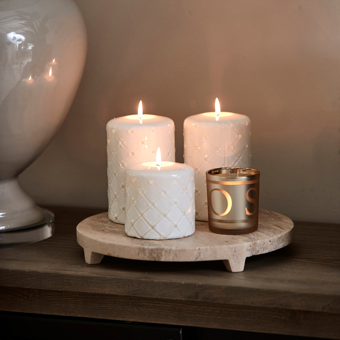 Pillar Candle Padded white 7x10