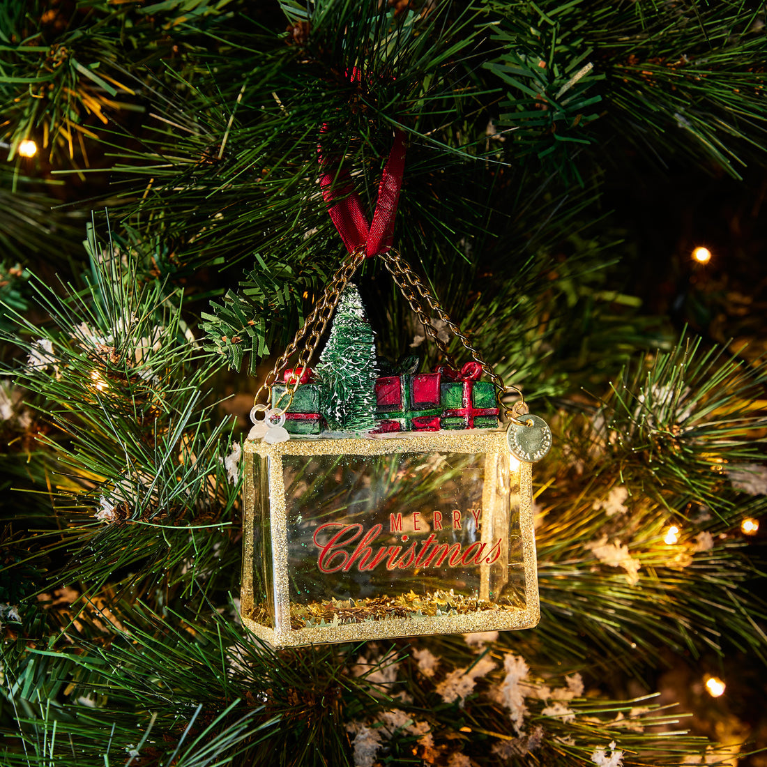 Shopping For Christmas Ornament red