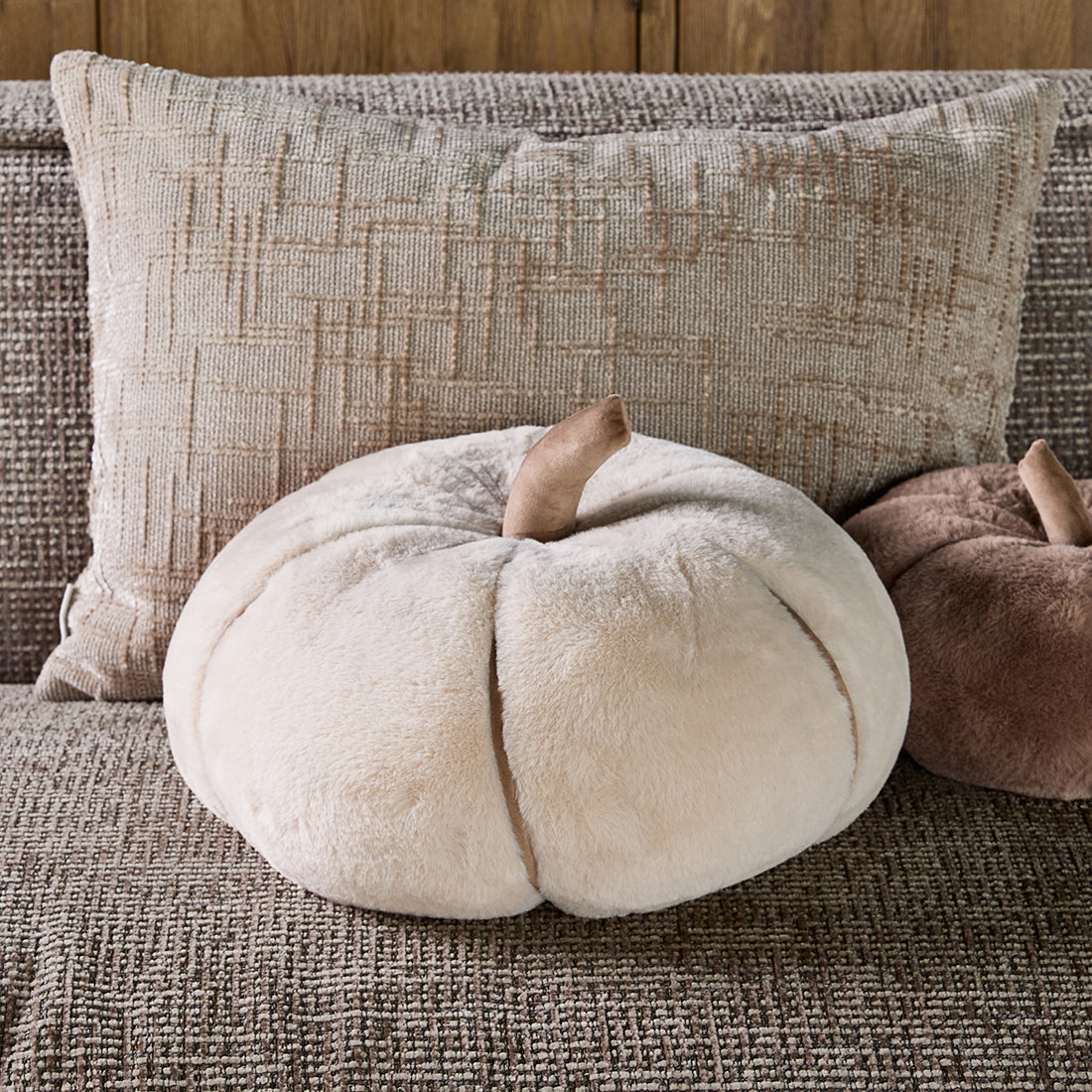 Pumpkin Faux Fur Box Pillow  L