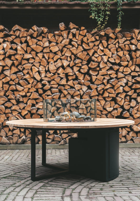 Cosiloft 120 round black frame / teak top
