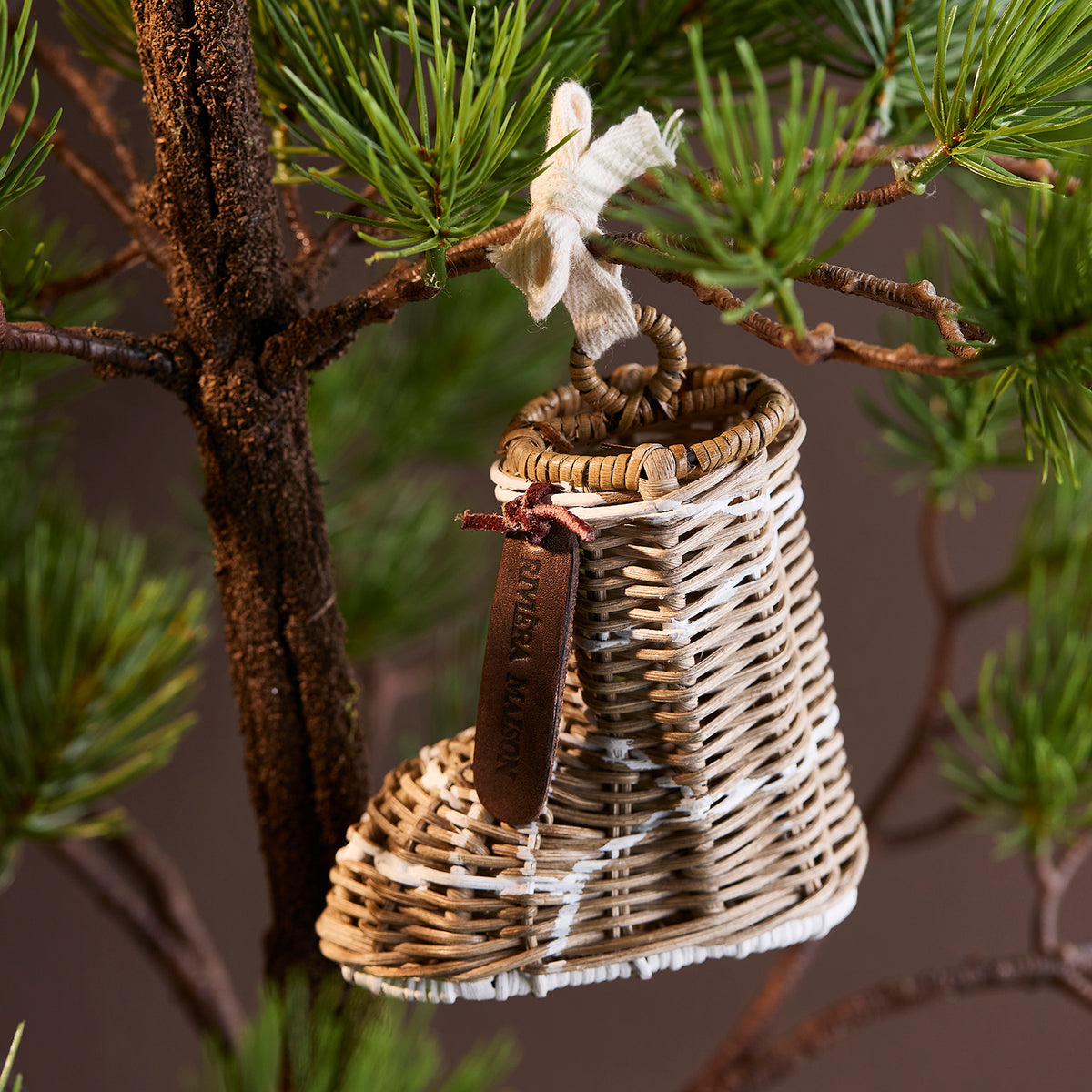 Rustic Rattan Ski Boot Ornament