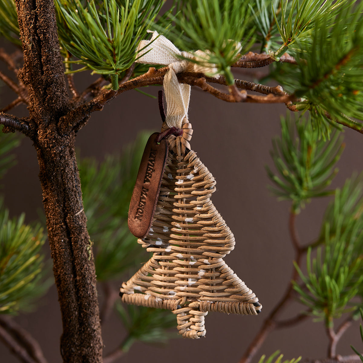 Rustic Rattan Christmas Tree Ornament