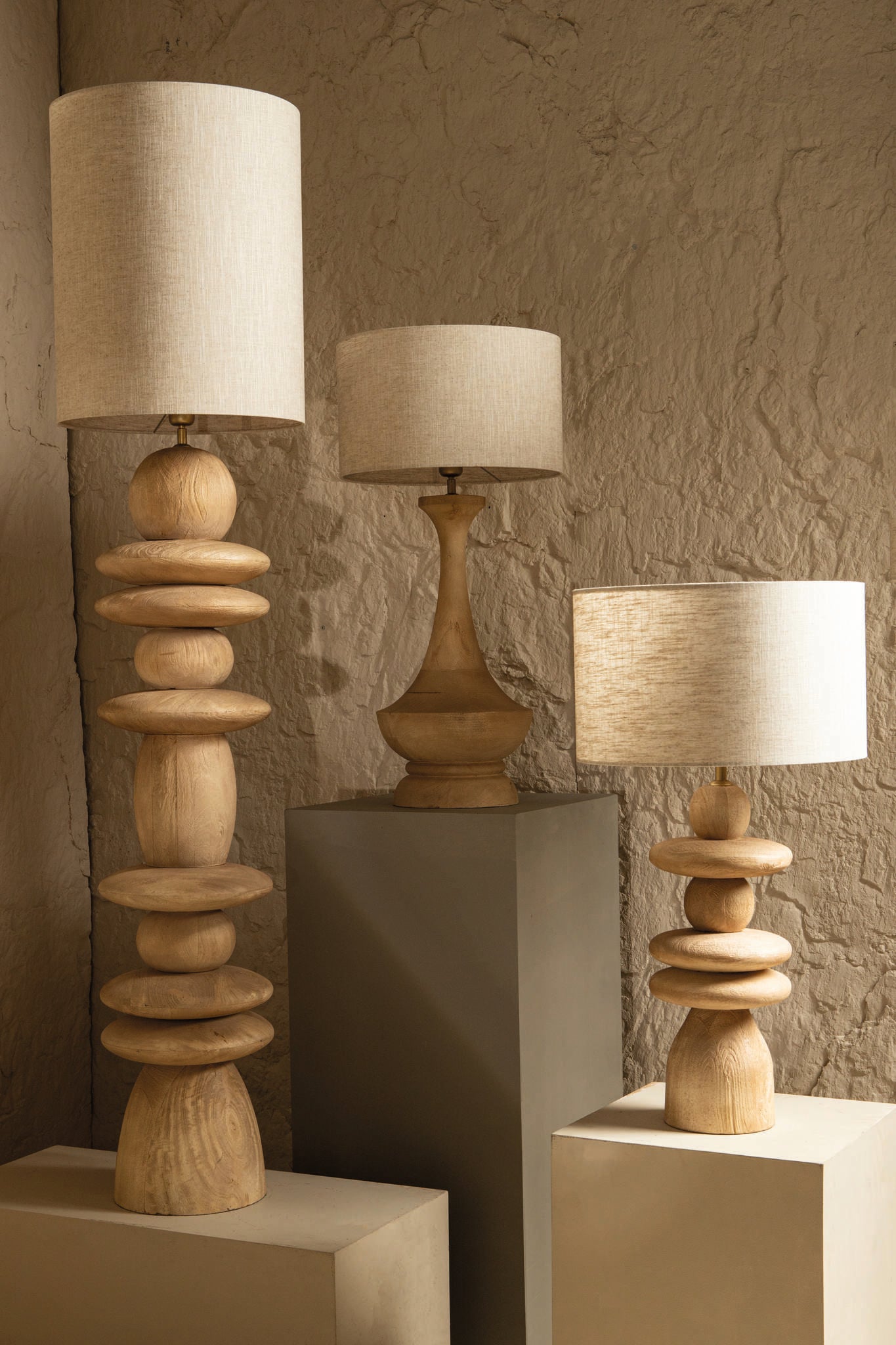 Rivvo Natural cotton linen lampshade round high