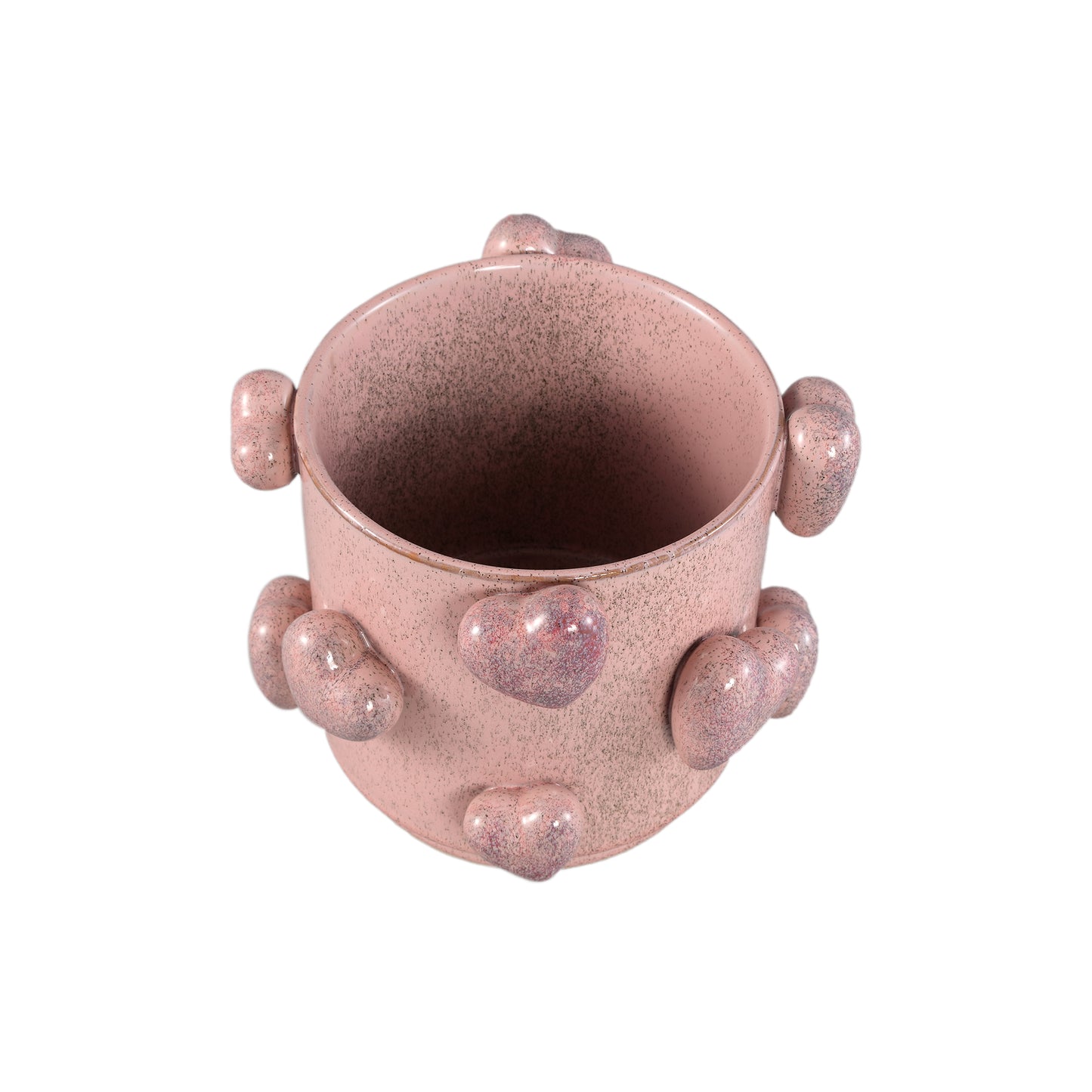 Valentin Pink ceramic pot 3D hearts low L