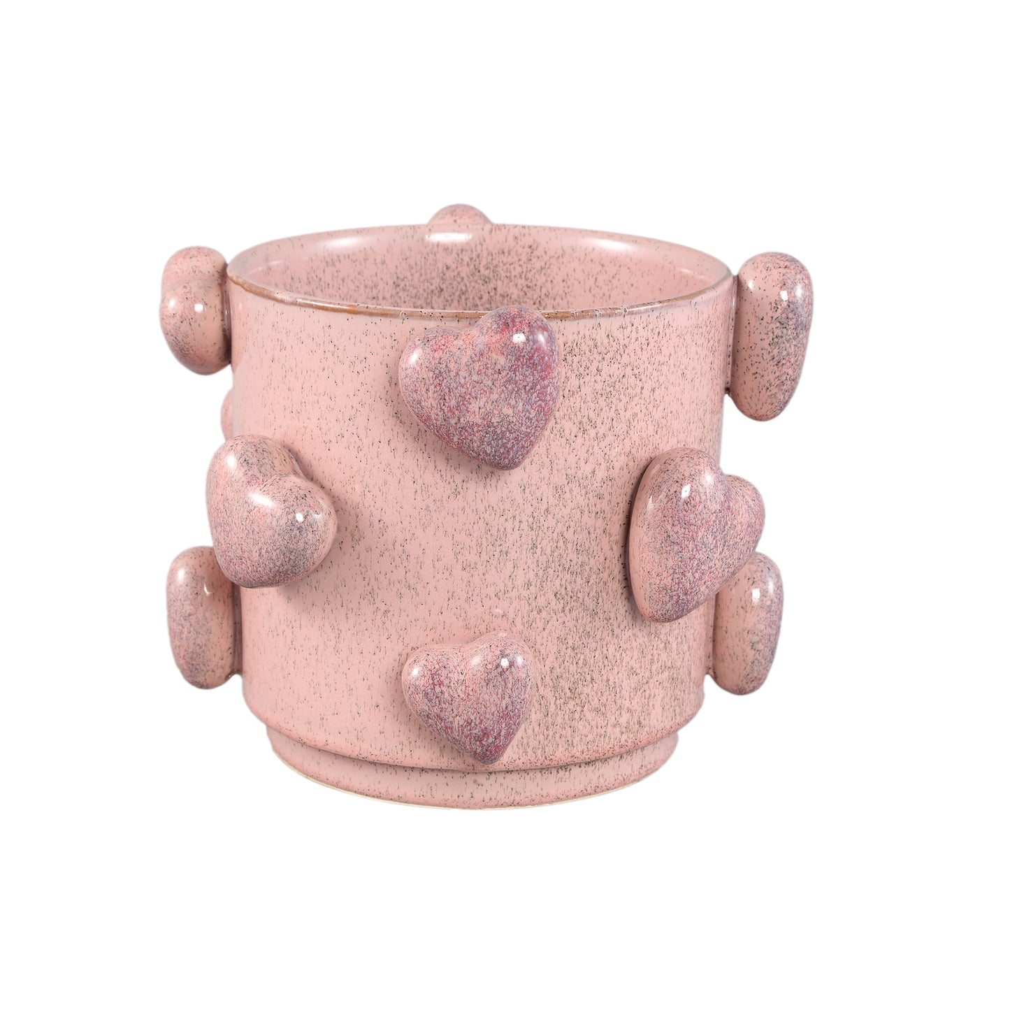 Valentin Pink ceramic pot 3D hearts low L