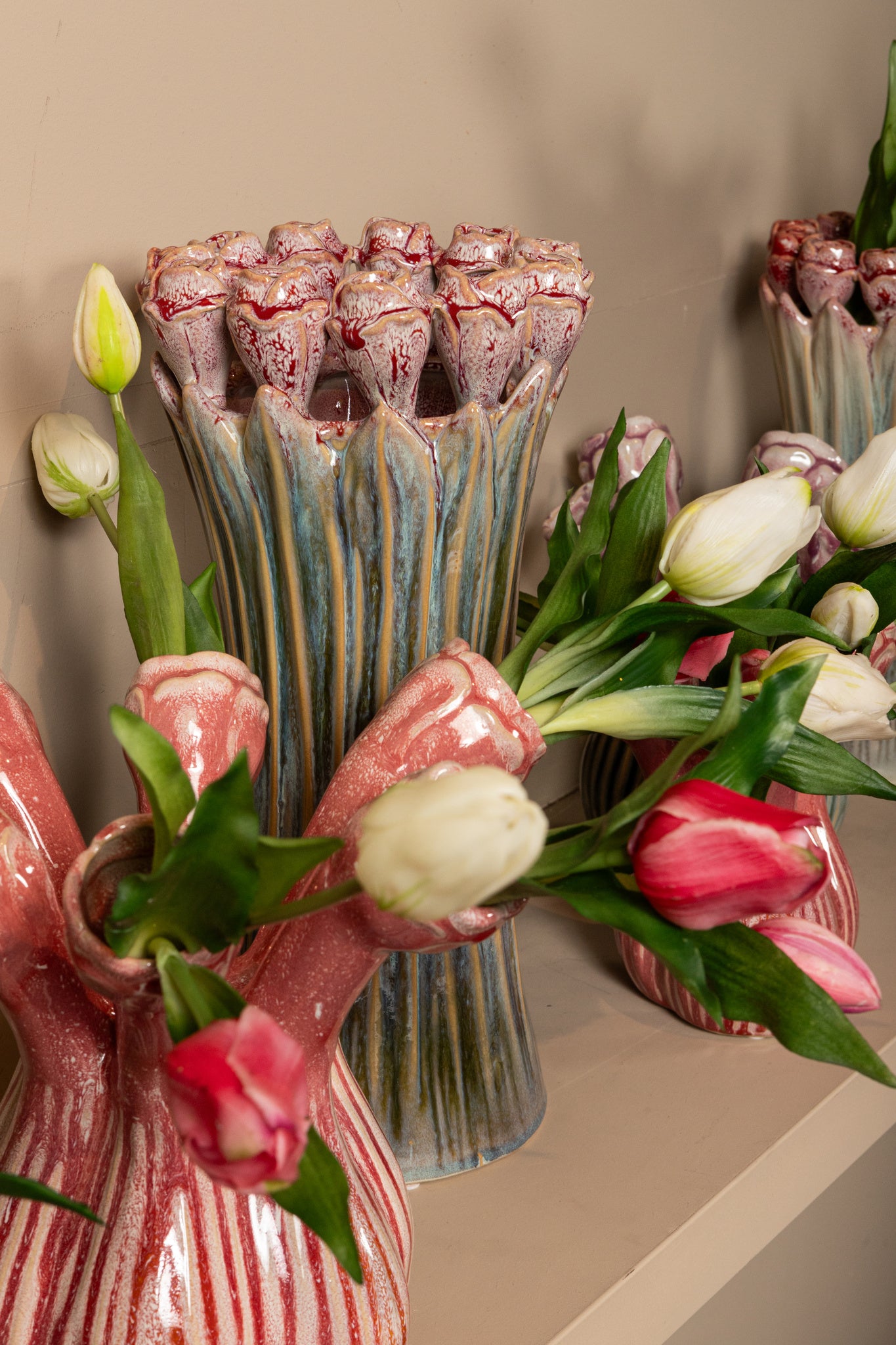 Tulips Mint Green ceramic tulip shaped vase