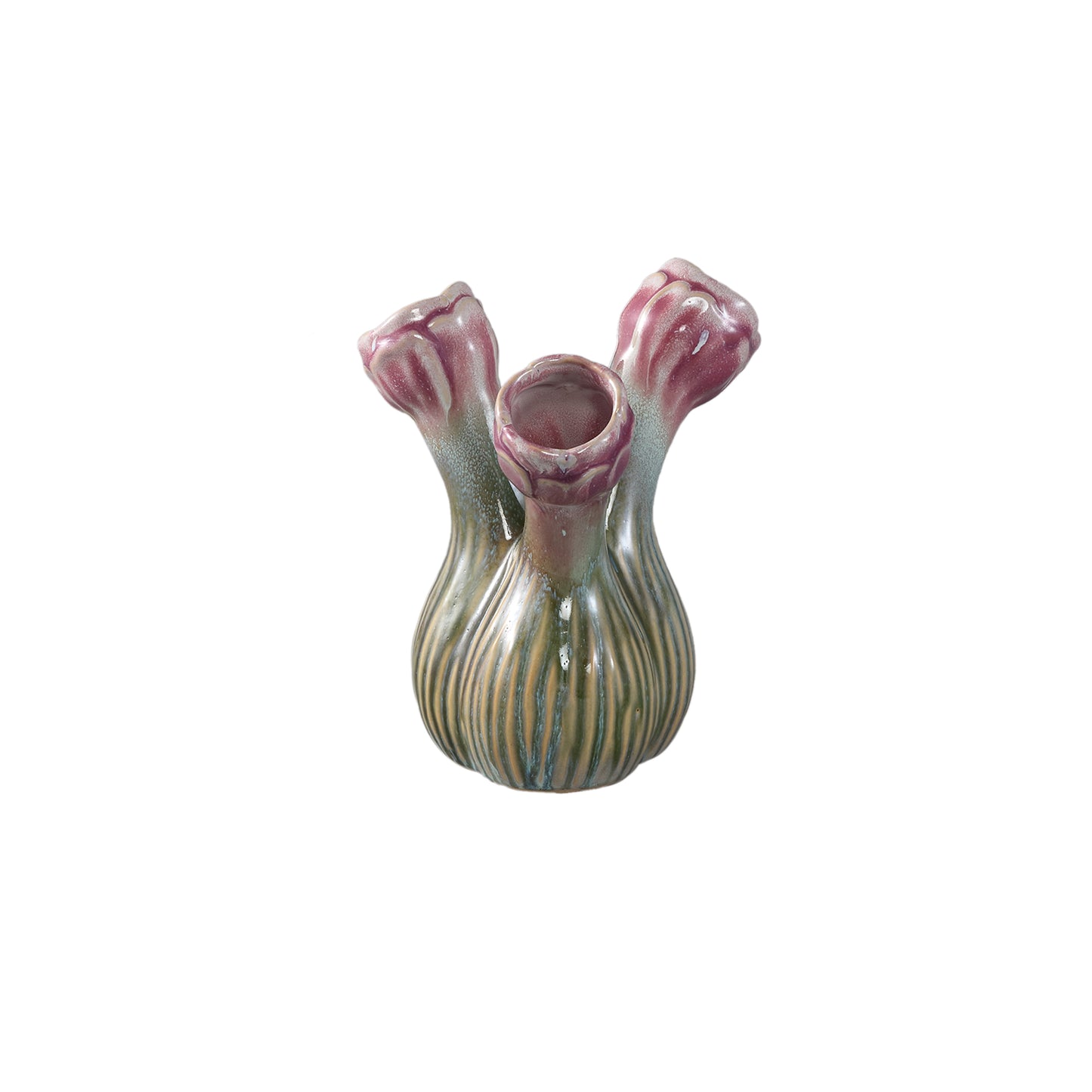 Annmarie Lilac ceramic flower shape tubes vase