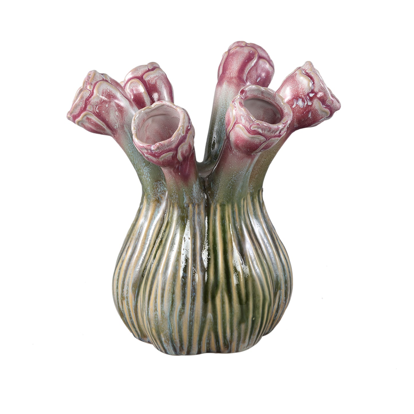 Annmarie Lilac ceramic flower shape tubes vase