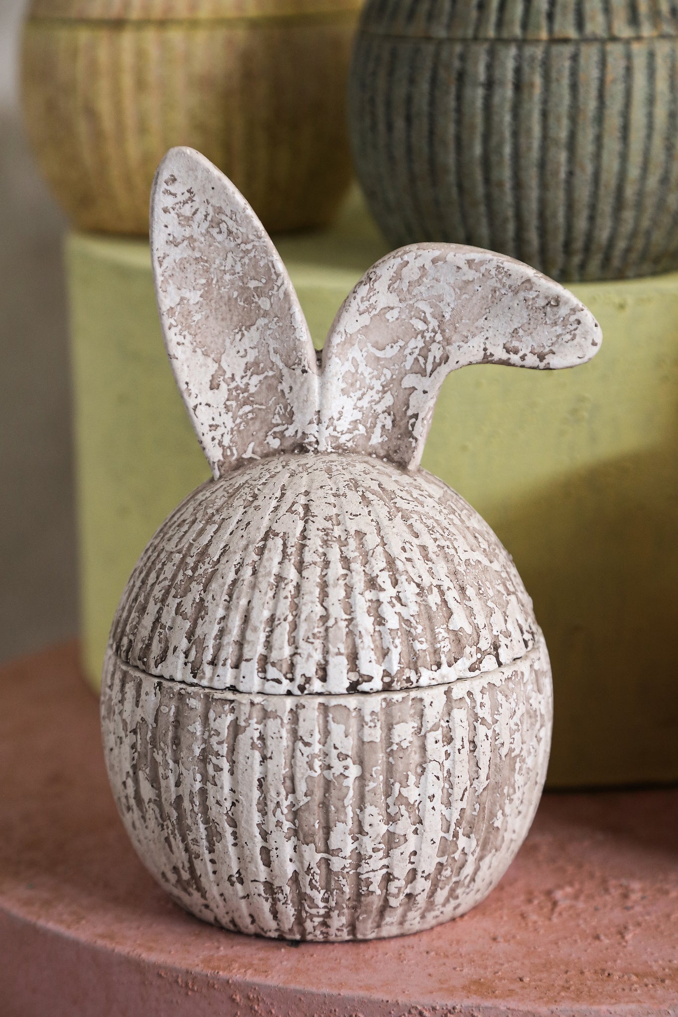 Oren Cream egg with ears shaped cement storage box