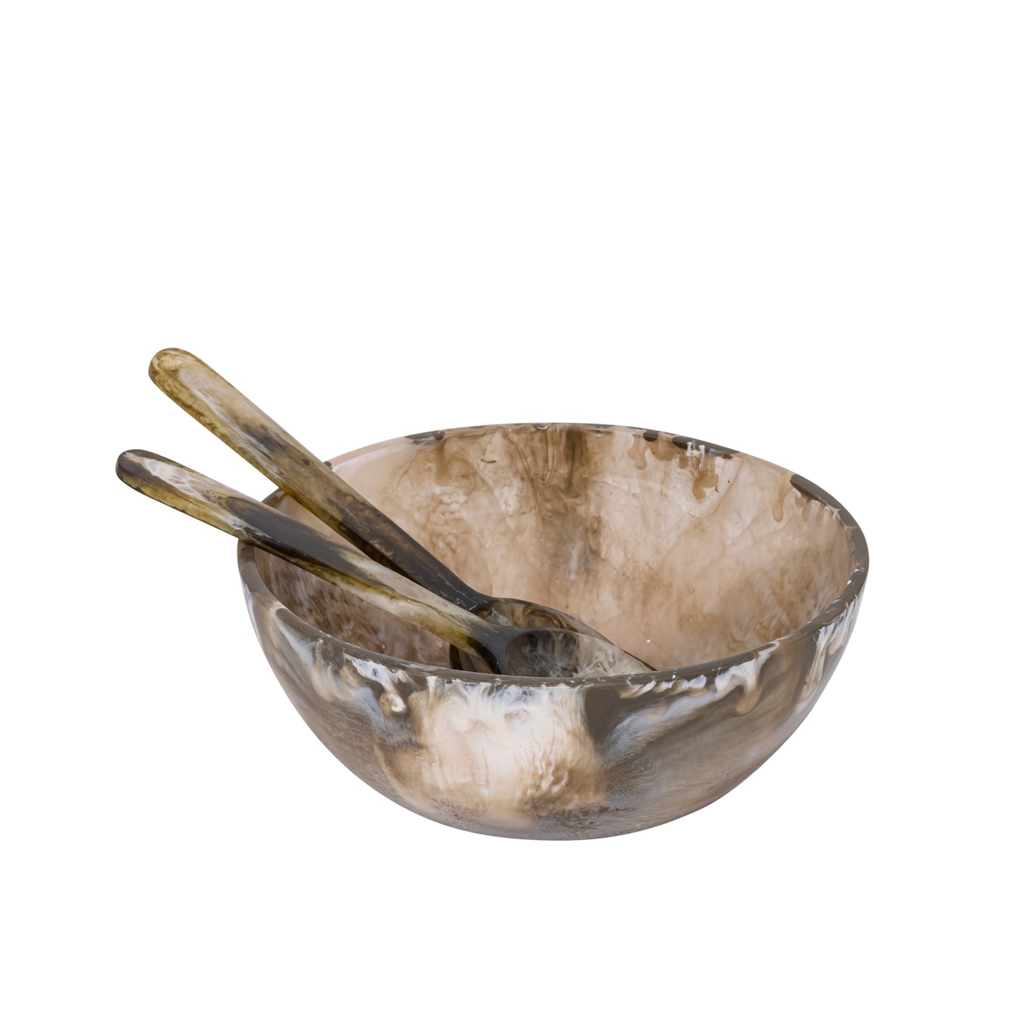 Cayley Green poly round salad bowl with cutlery