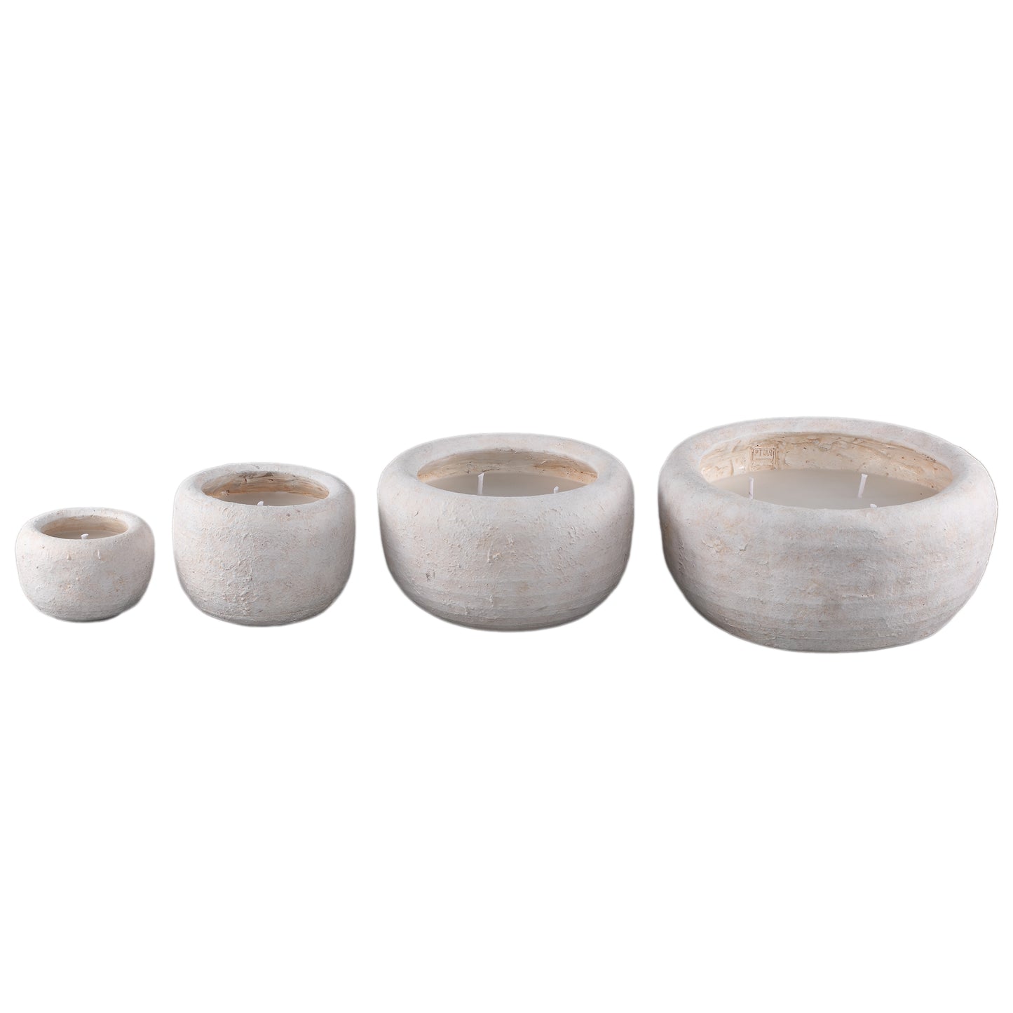 Sarai White cement outdoor candle rounded