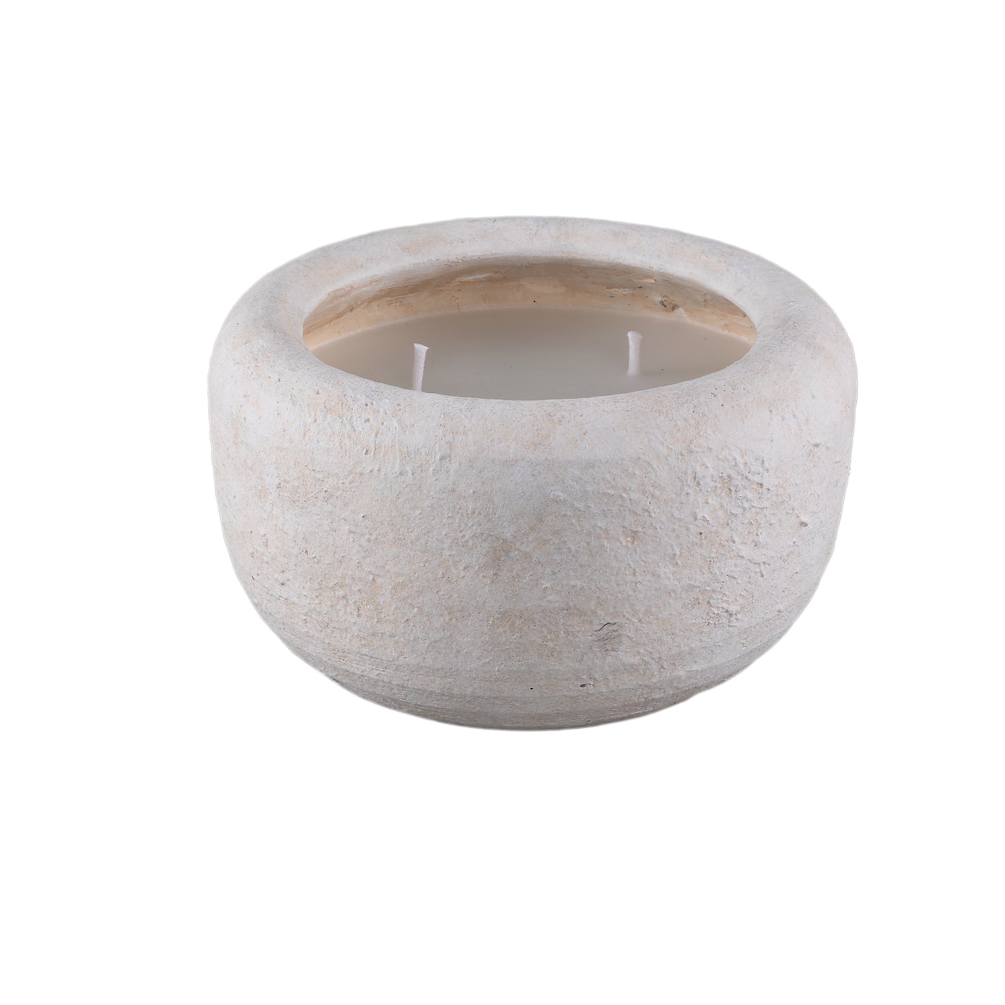 Sarai White cement outdoor candle rounded