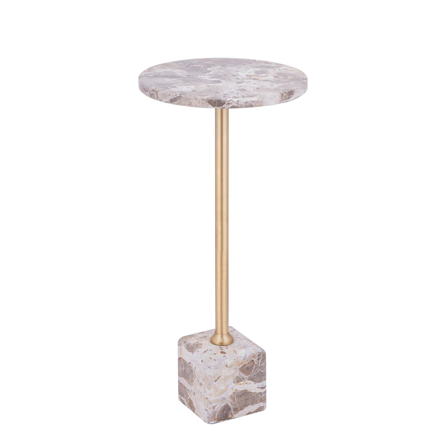 Ebe Beige Marble sidetable with round top high