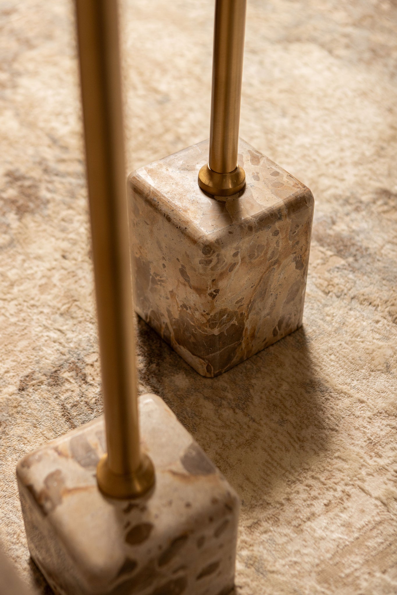Ebe Beige Marble sidetable with round top high