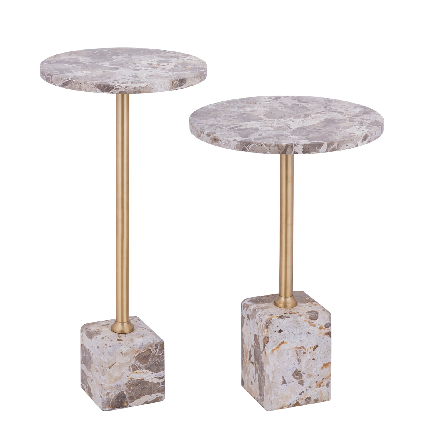 Ebe Beige Marble sidetable with round top high
