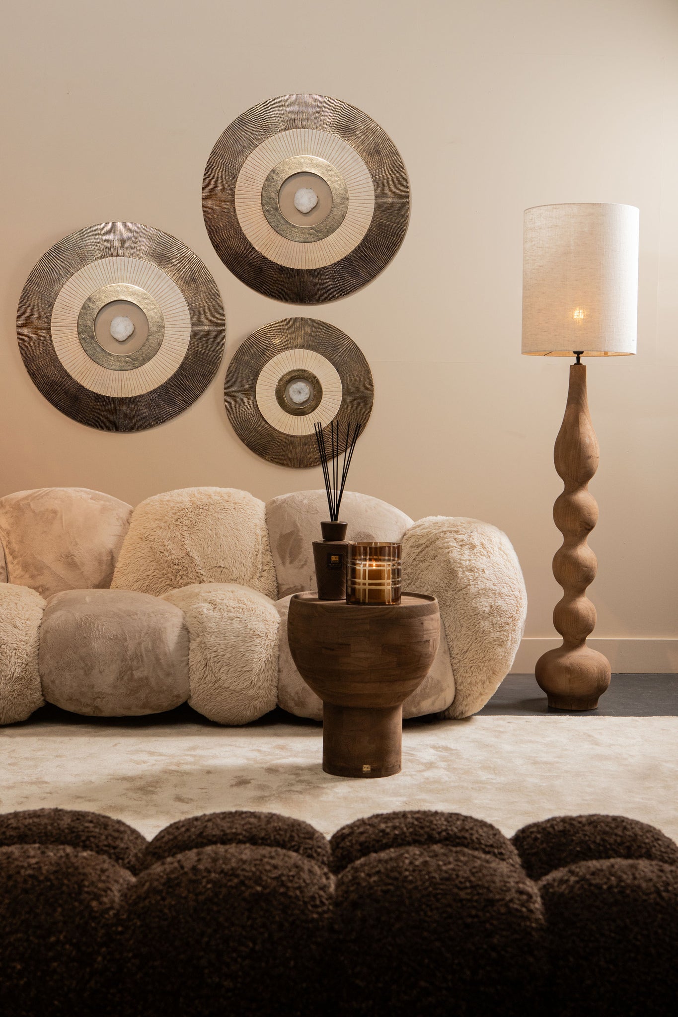 Rivvo Natural cotton linen lampshade round high