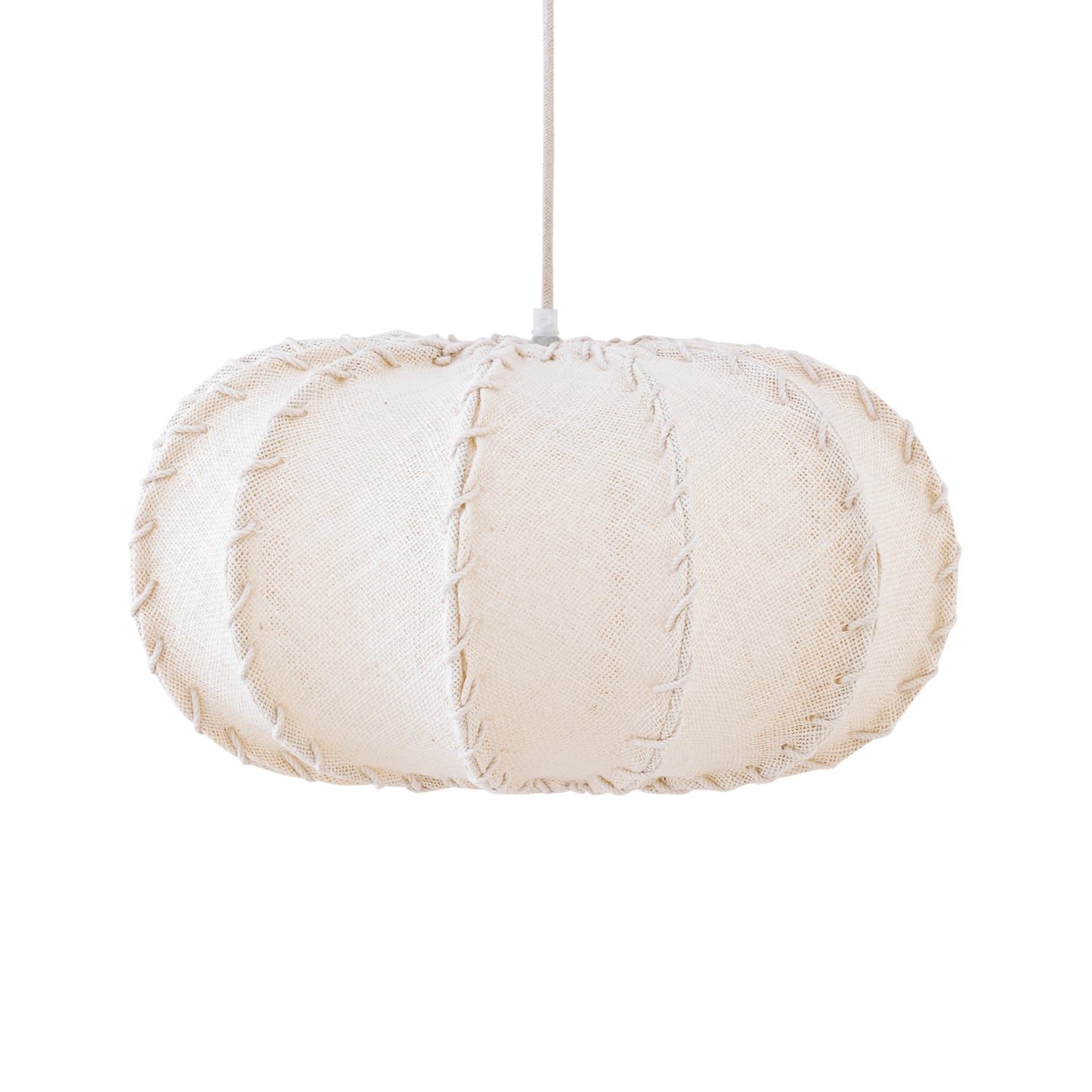Myka Cream jute hanging lamp flat round shape