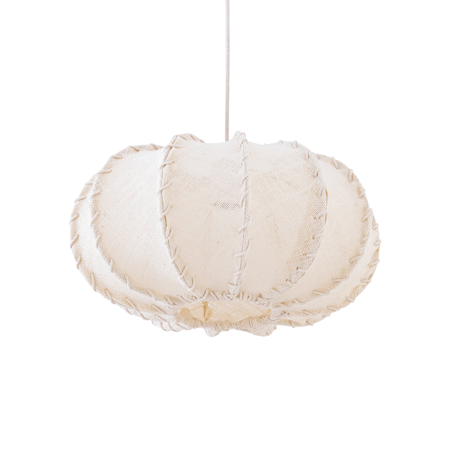 Myka Cream jute hanging lamp flat round shape