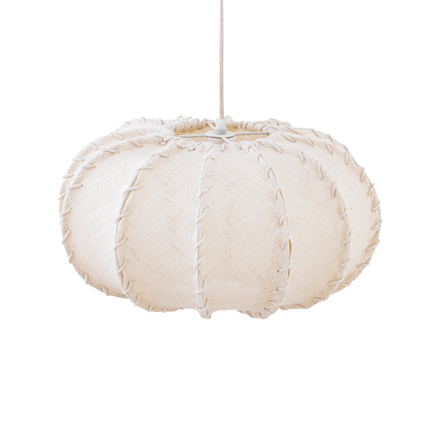 Myka Cream jute hanging lamp flat round shape