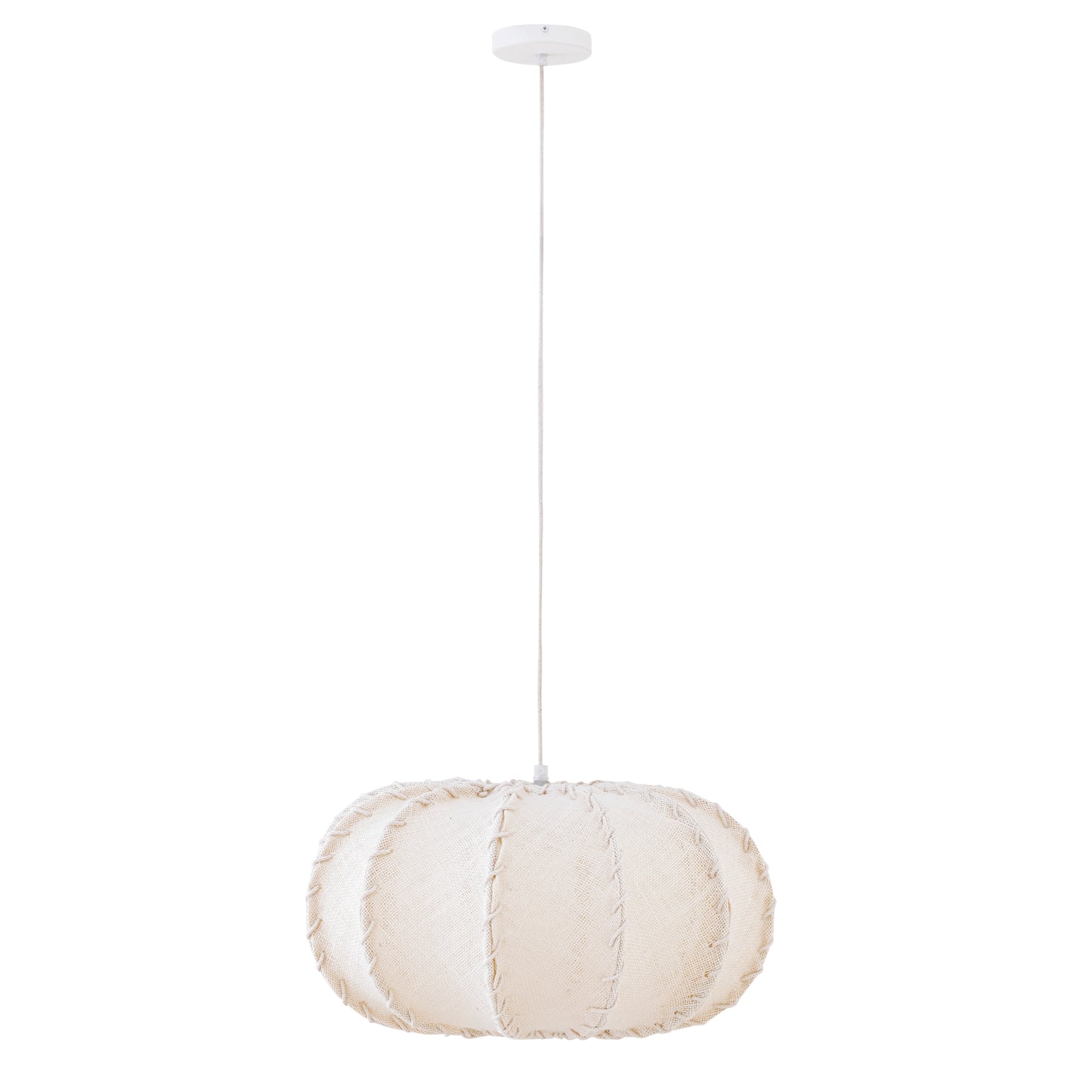 Myka Cream jute hanging lamp flat round shape