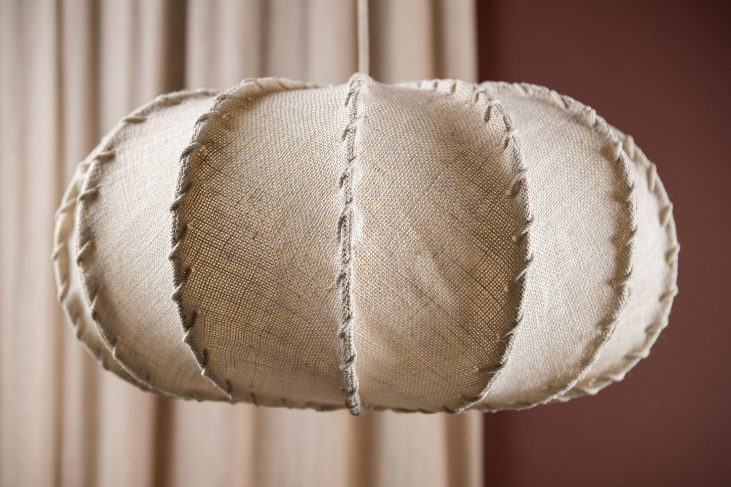 Myka Cream jute hanging lamp flat round shape