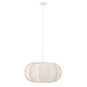 Myka Cream jute hanging lamp flat round shape S