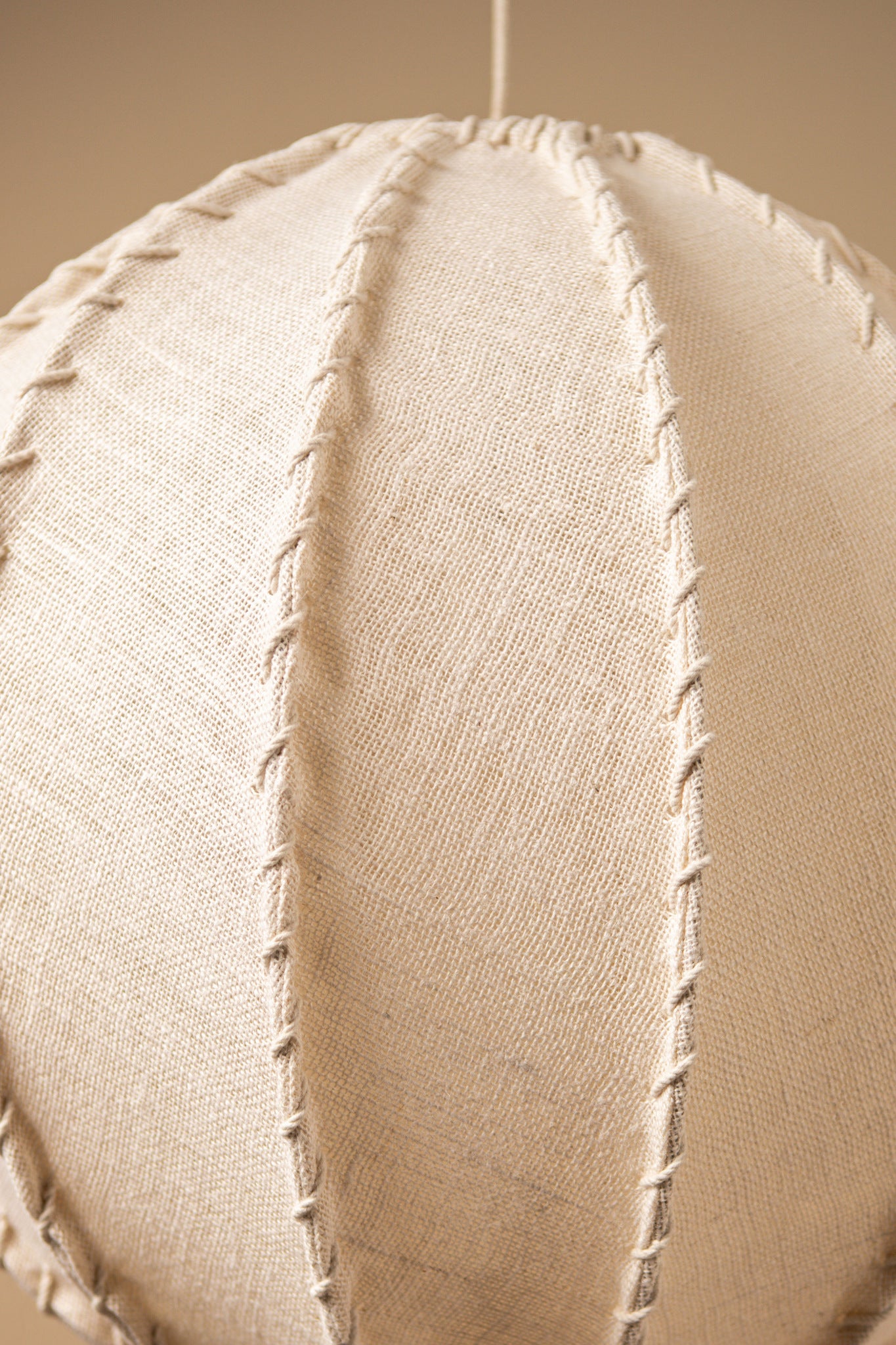 Myka Cream jute hanging lamp flat round shape