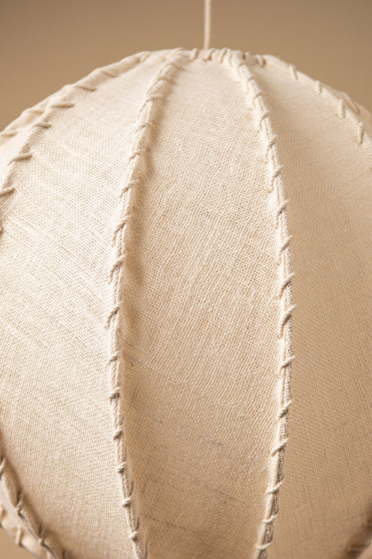 Myka Cream jute hanging lamp flat round shape