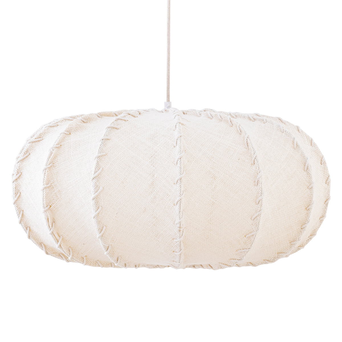 Myka Cream jute hanging lamp flat round shape L