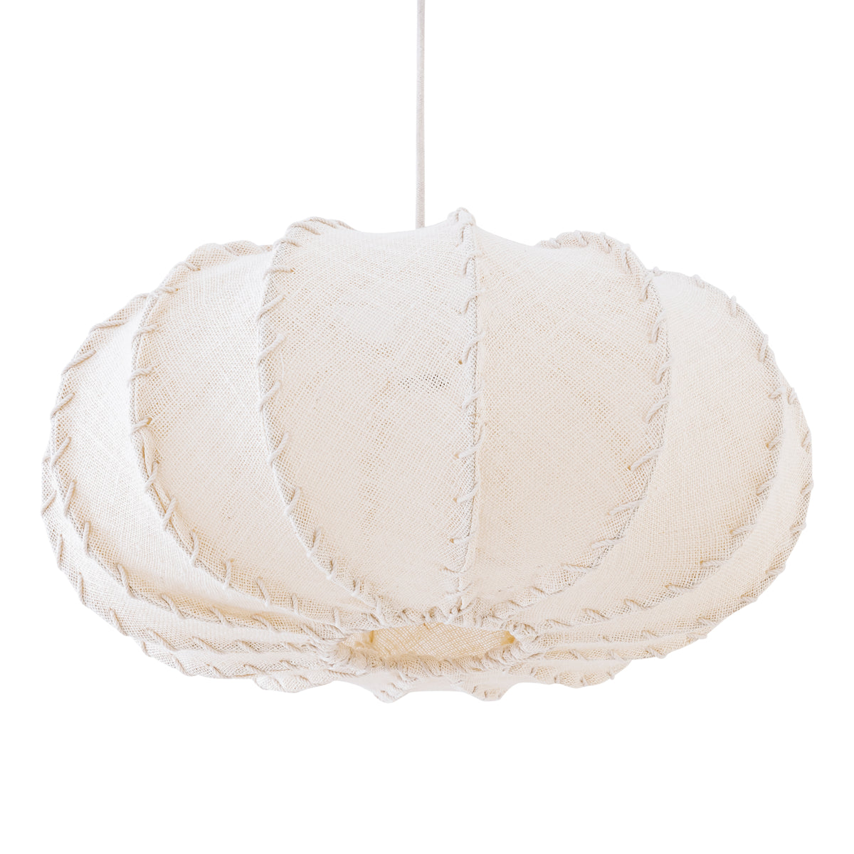 Myka Cream jute hanging lamp flat round shape L