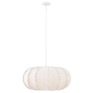 Myka Cream jute hanging lamp flat round shape L