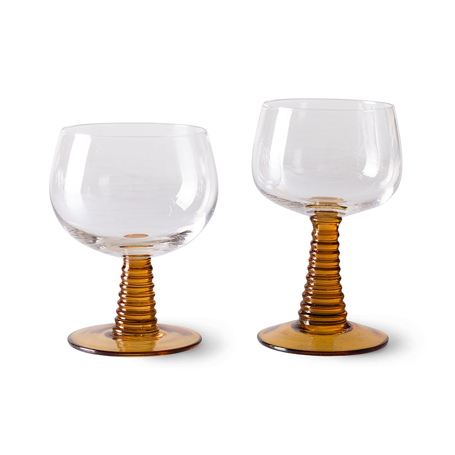 Swirl wine glass high, ochre