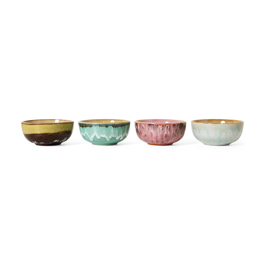 70s ceramics: XS bowls, modernist (set of 4)