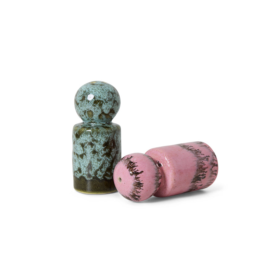 70s ceramics: pepper & salt jar, baroque