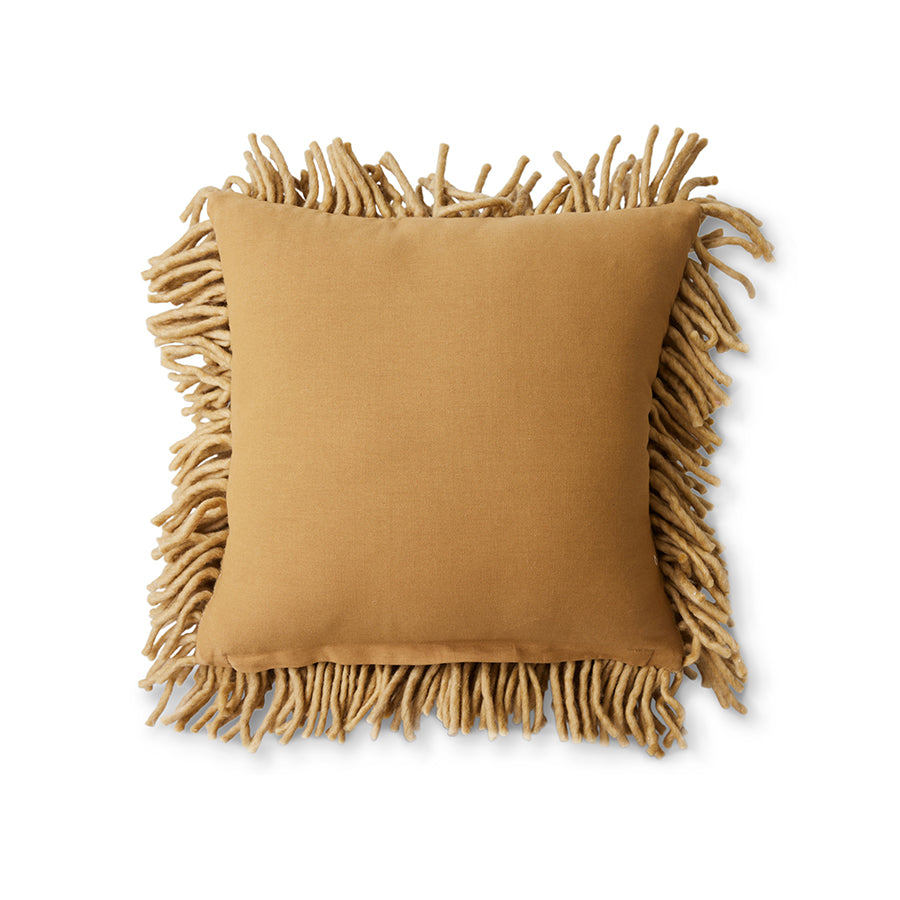 Rugged woolen cushion olive (50x50cm)