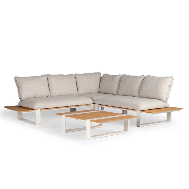 Seto Teak Lounge Set Complete Creme White