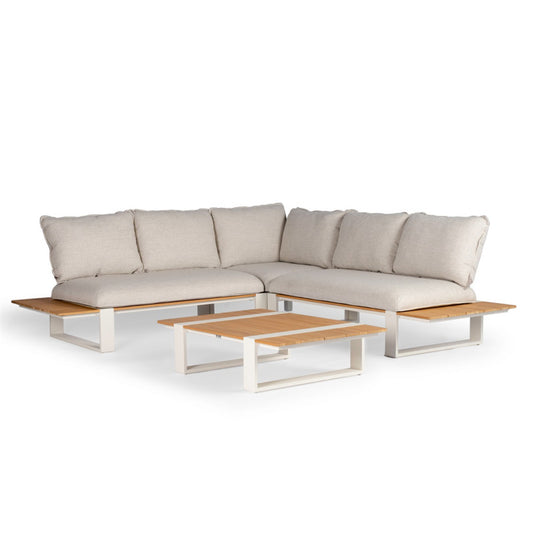 Seto Teak Lounge Set Complete Creme White